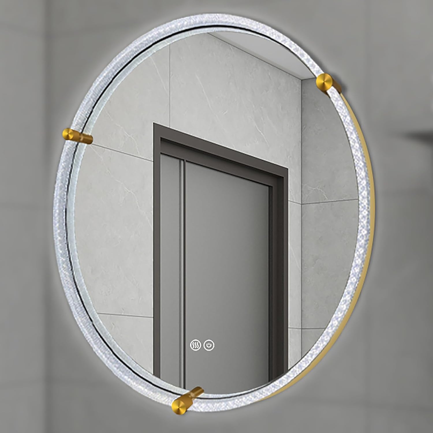 مرآه كرستال مضيئة دائري