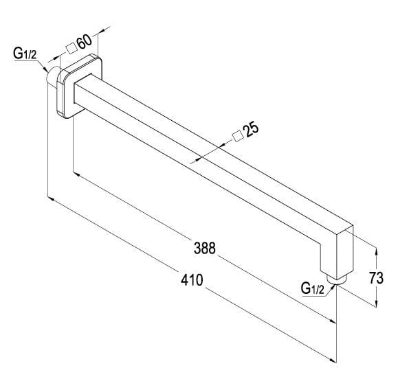 ذراع طاسه شاور KLUDI A-QA wall supply 6654605 - 6661405 - الصورة 2