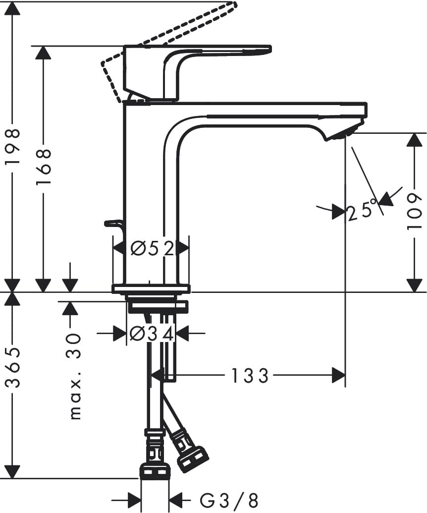بطارية مغسلة hansgrohe Rebris - E 110 - 72557000 - الصورة 2